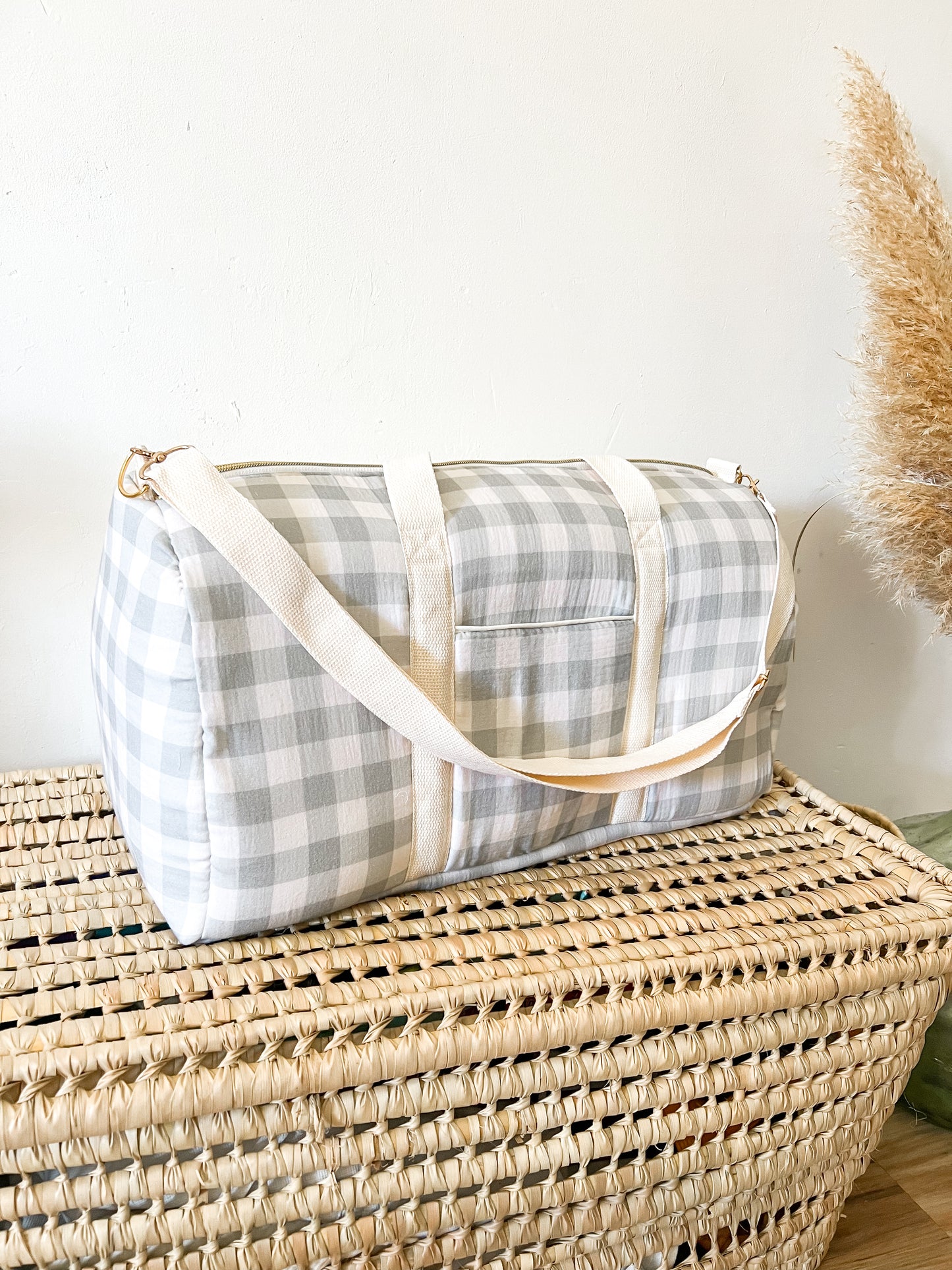 Sac à langer Vichy sauge prêt à partir