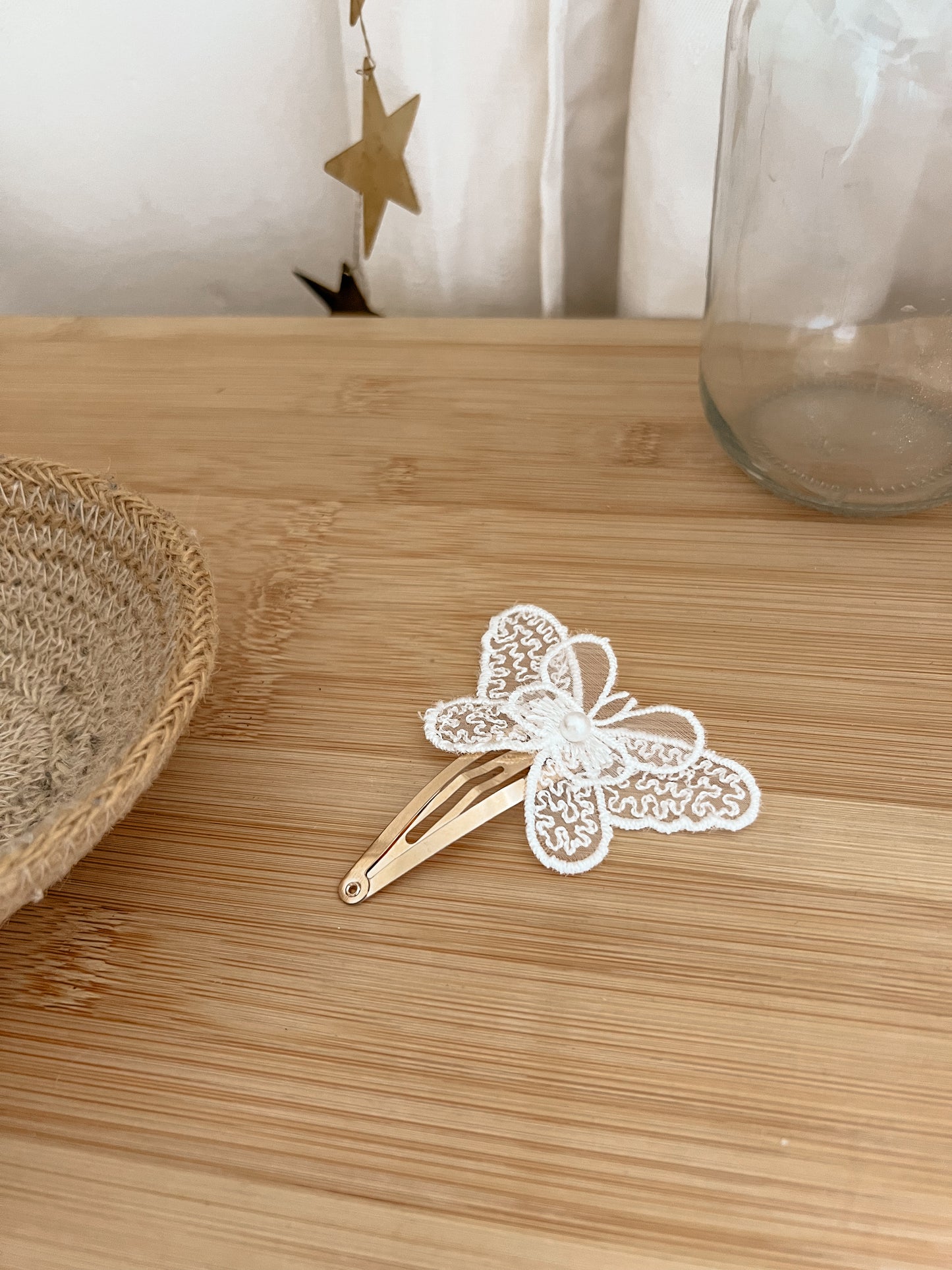 Barrette papillon dentelle