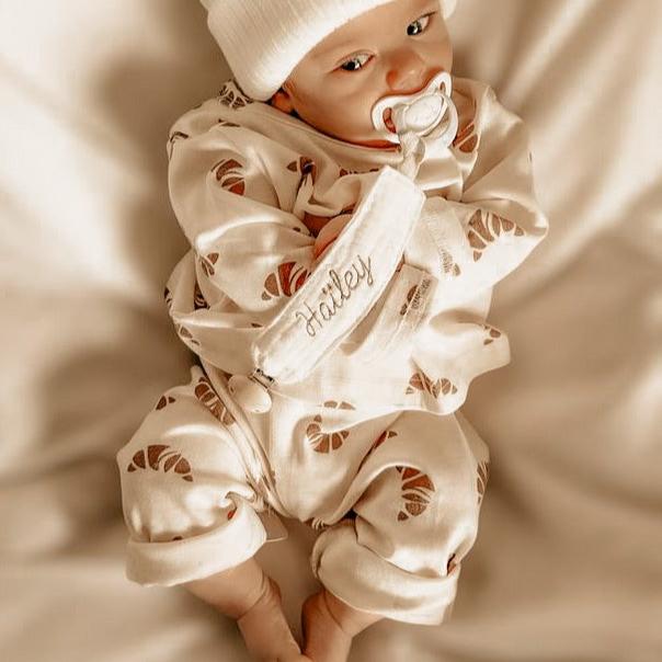 Attache Sucette brodée - Fleurs romantiques