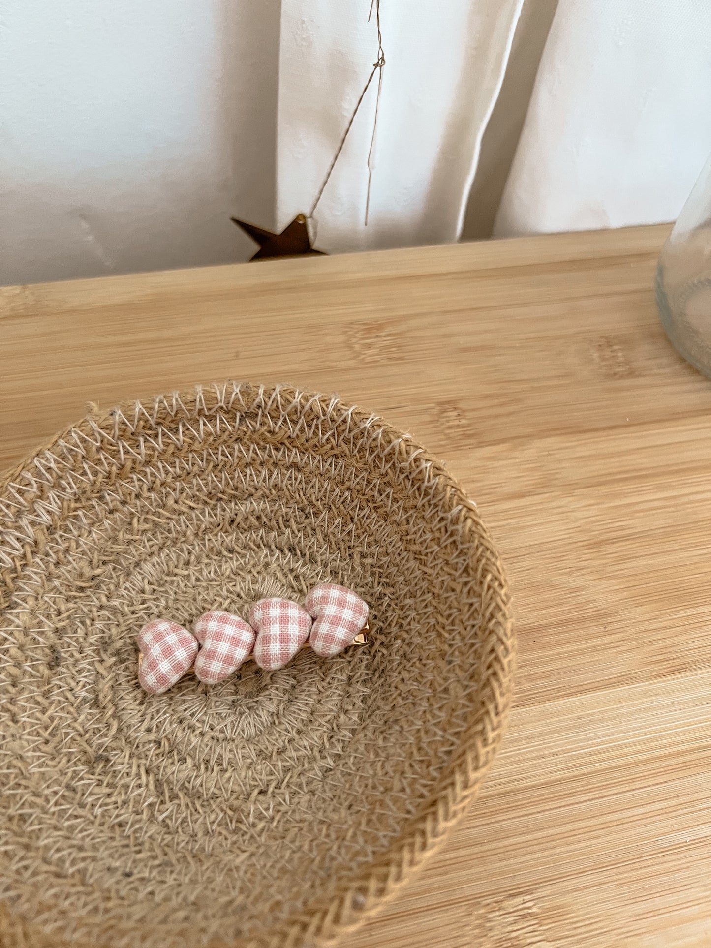 Barrette coeur vichy rose