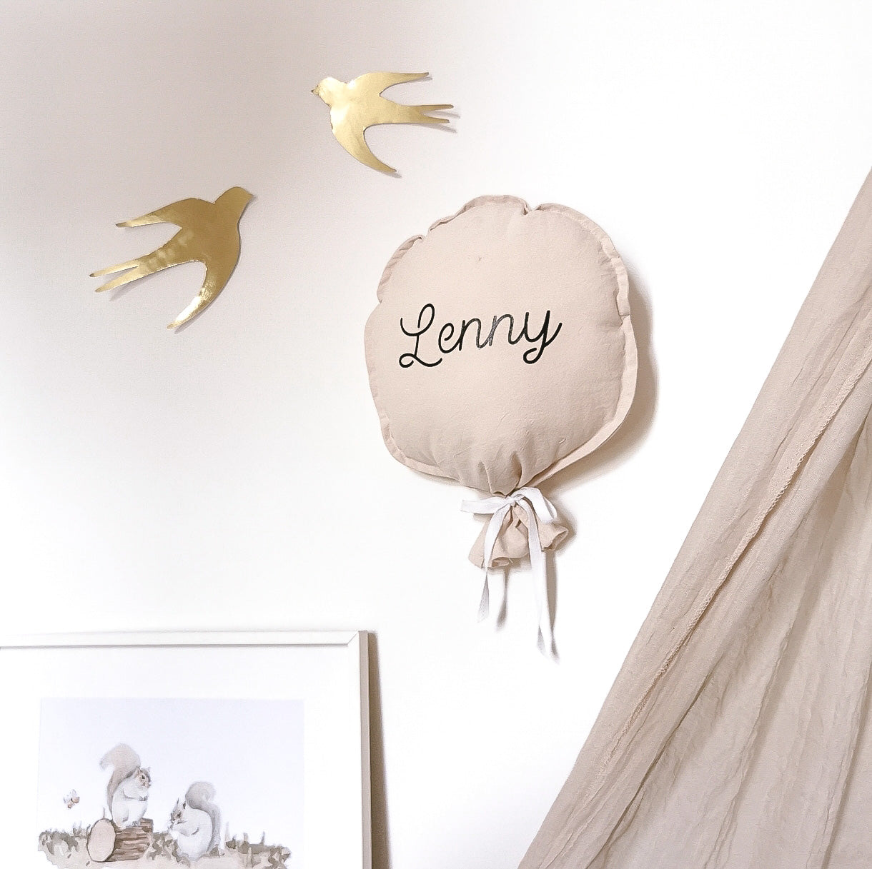 Ballon mural brodé - Beige