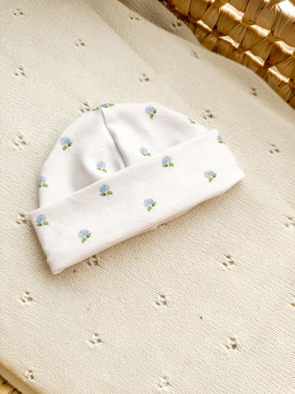 Bonnet naissance hortensias prêt à partir