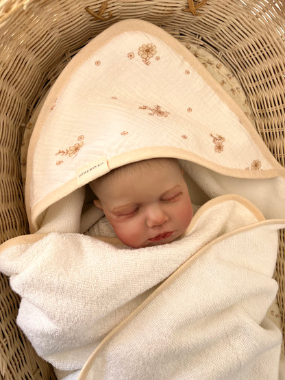 Cape de bain Mini fleurs marron